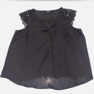 Torrid Elegant Black Blouse with Lace Sleeves